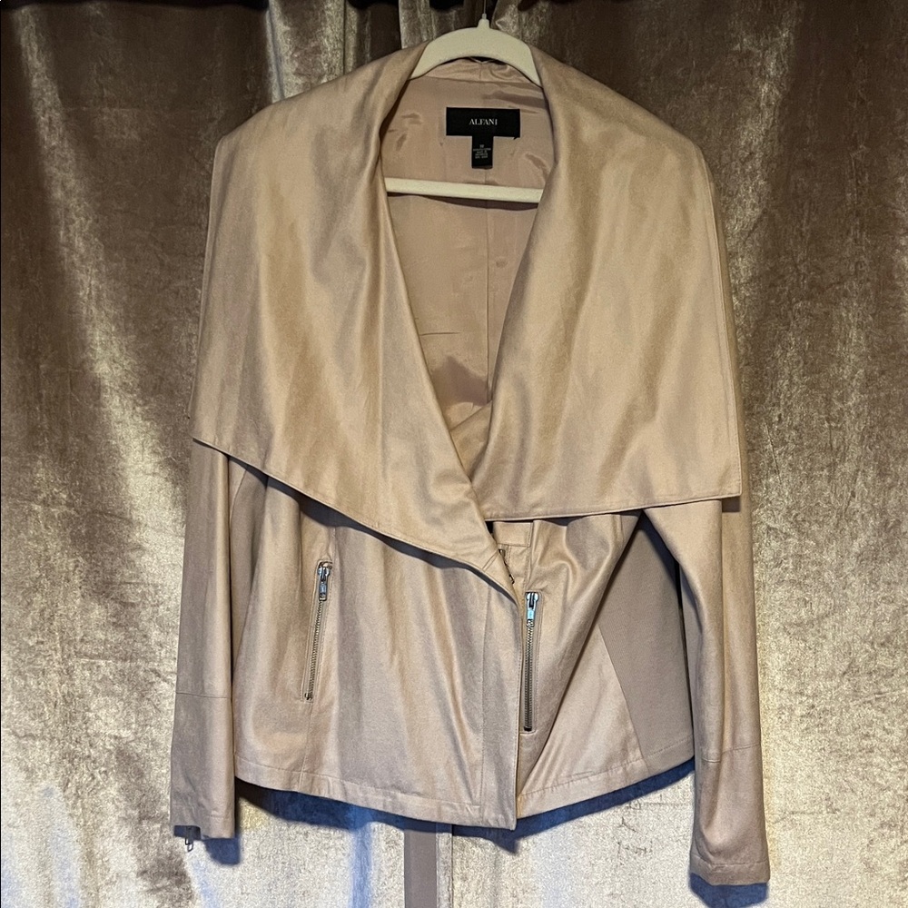Alfani Women's Faux Suede Jacket with Zip Closure Size 16